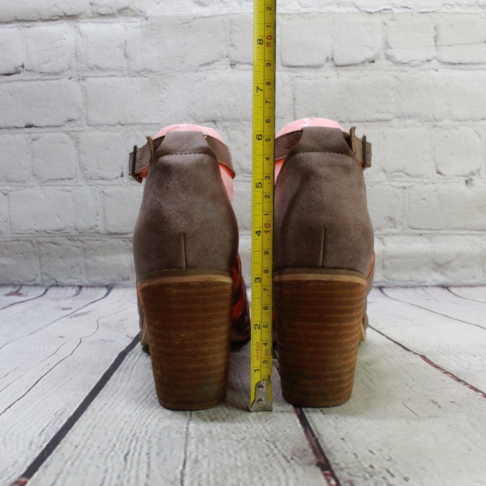 Mi.iM Don't Cross Me Heel Brown Leather Braided Straps Sandals Size 7 - Picture 6 of 9